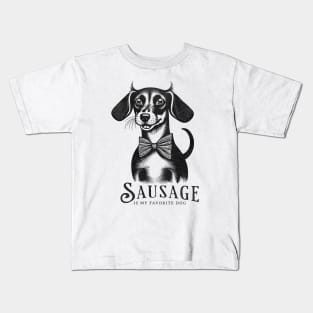 Sausage is my favorite dog - Joyful Dachshund Weiner Dog Kids T-Shirt